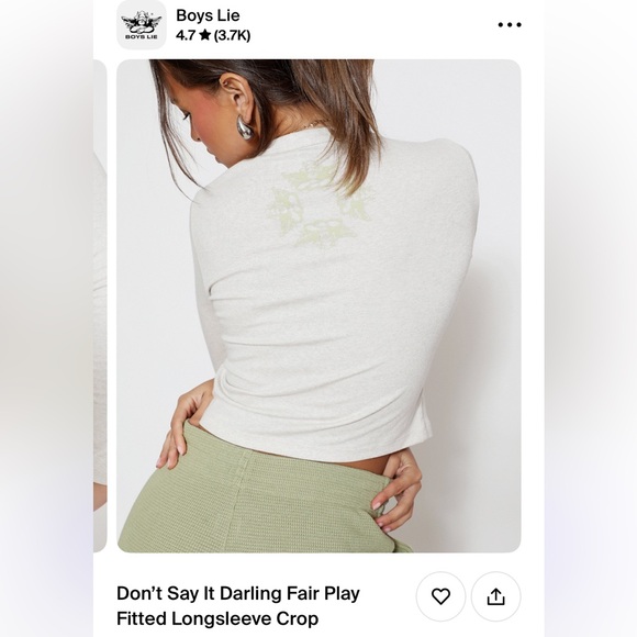 Boyslie- Don't Say It Darling Fair Play Fitted Longsleeve Crop from Boys Lie - Picture 9 of 11